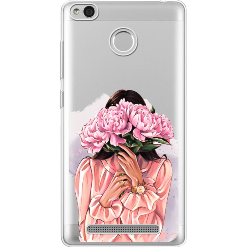 Прозрачный чехол Uprint Xiaomi Redmi 3S / 3S Pro Девушка с Пионами
