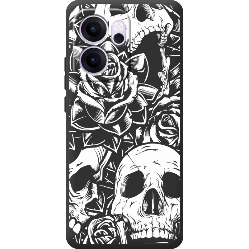 Чорний чохол BoxFace OPPO Reno 14 F Skull and Roses