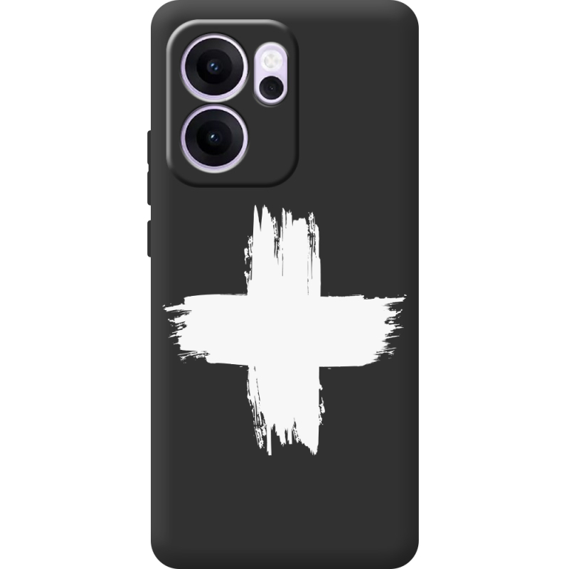 Чорний чохол BoxFace OPPO Reno 14 F Білий хрест ЗСУ