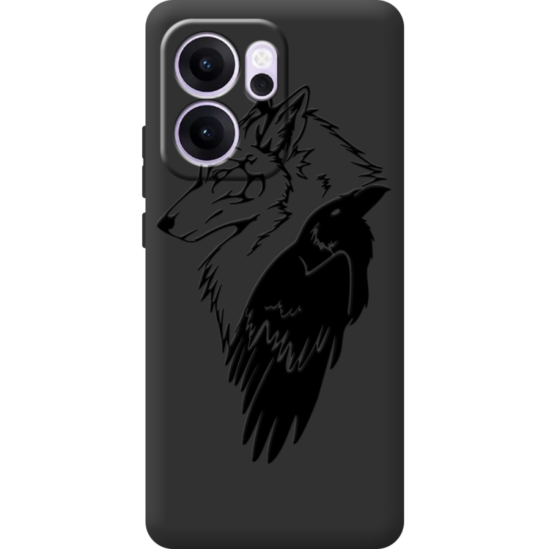 Чорний чохол BoxFace OPPO Reno 14 F Wolf and Raven