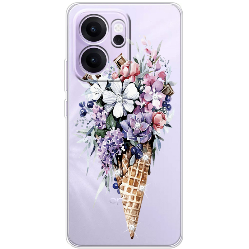 Чохол зі стразами OPPO Reno 14 F Ice Cream Flowers