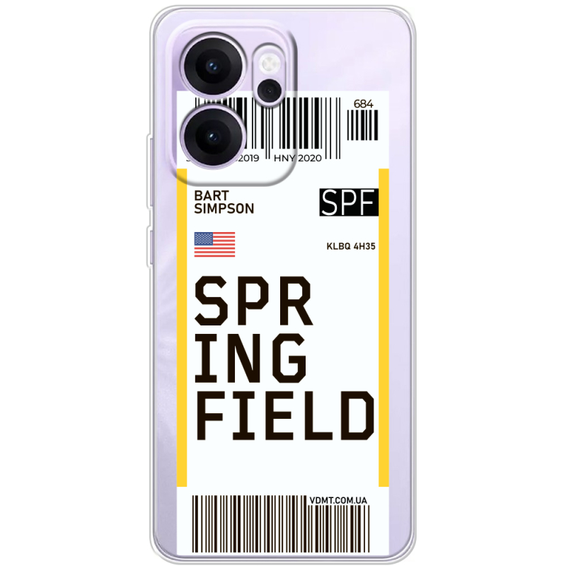 Прозорий чохол BoxFace OPPO Reno 14 F Ticket Springfield