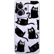 Прозорий чохол BoxFace OPPO Reno 14 FS с 3D-глазками Black Kitty