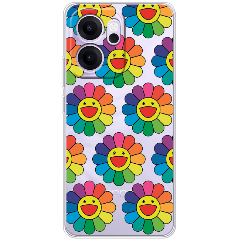 Прозорий чохол BoxFace OPPO Reno 14 FS Hippie Flowers