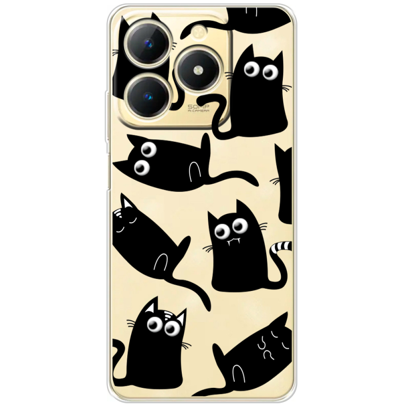 Прозорий чохол BoxFace Realme Note 70 с 3D-глазками Black Kitty