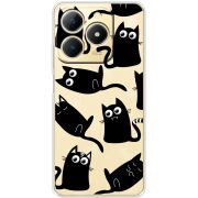 Прозорий чохол BoxFace Realme Note 70 с 3D-глазками Black Kitty