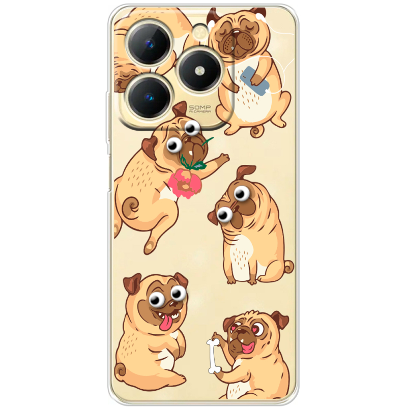 Прозорий чохол BoxFace Realme Note 70 с 3D-глазками Pug