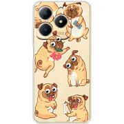 Прозорий чохол BoxFace Realme Note 70 с 3D-глазками Pug