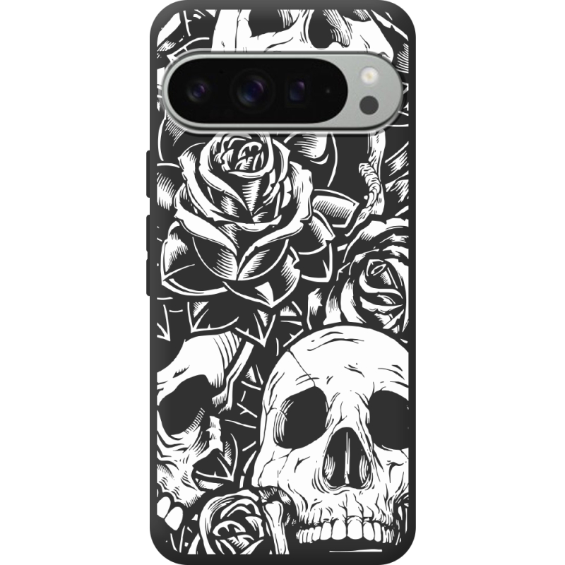 Чорний чохол BoxFace Google Pixel 10 Pro XL Skull and Roses