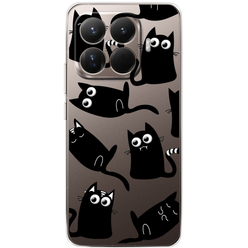 Прозорий чохол BoxFace Xiaomi 15T Pro с 3D-глазками Black Kitty