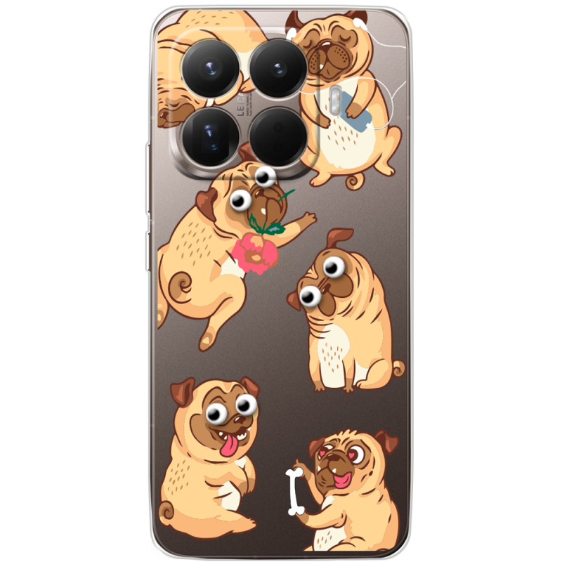 Прозорий чохол BoxFace Xiaomi 15T Pro с 3D-глазками Pug