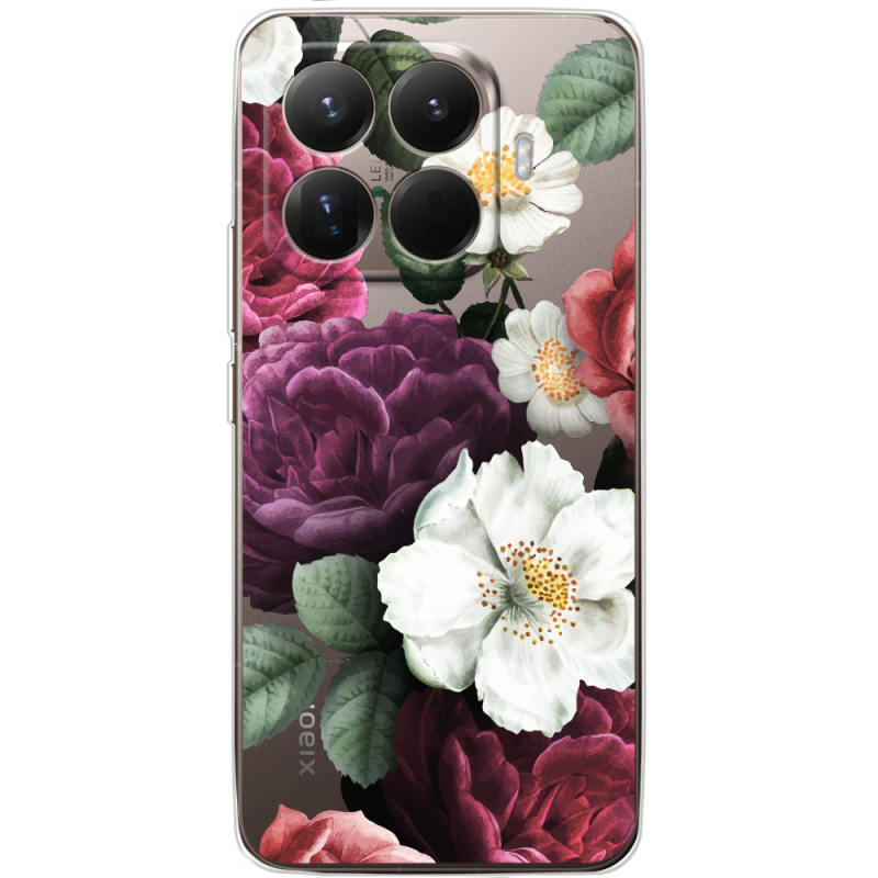 Прозорий чохол BoxFace Xiaomi 15T Pro Floral Dark Dreams