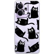 Прозорий чохол BoxFace OPPO Reno 14 5G с 3D-глазками Black Kitty
