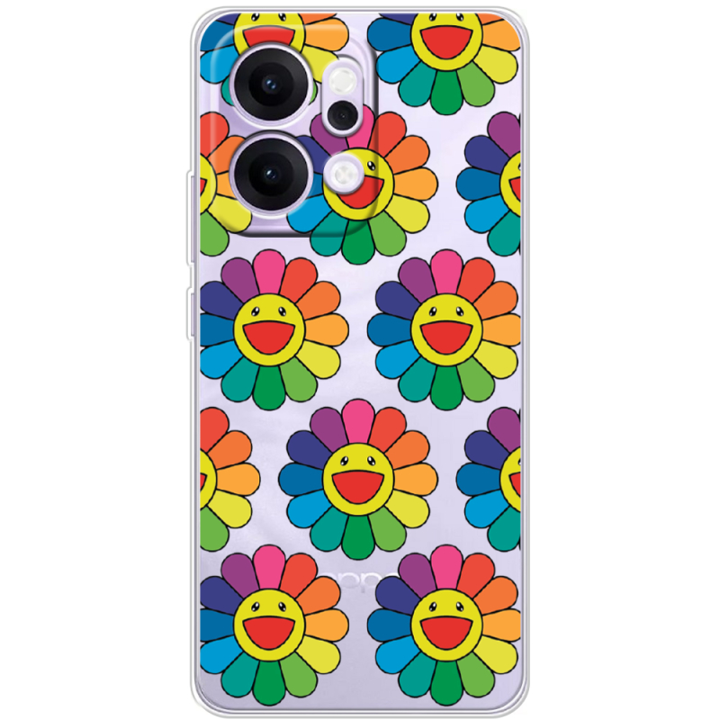 Прозорий чохол BoxFace OPPO Reno 14 5G Hippie Flowers
