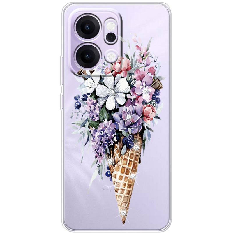 Чохол зі стразами OPPO Reno 14 5G Ice Cream Flowers