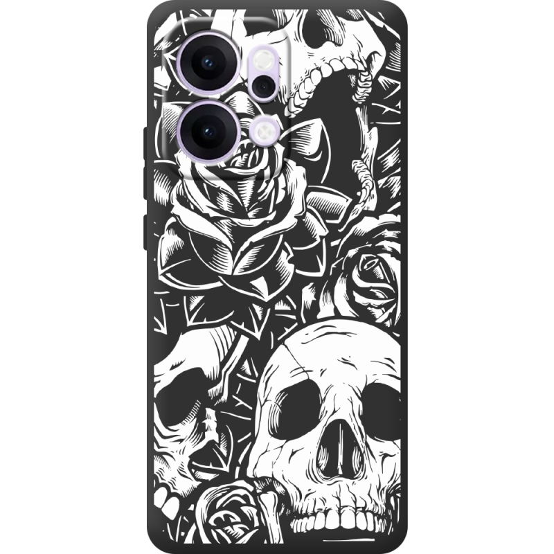 Чорний чохол BoxFace OPPO Reno 14 5G Skull and Roses