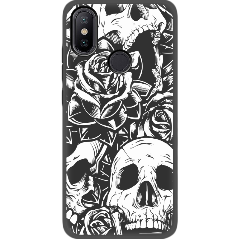 Черный чехол Uprint Xiaomi Mi 6X / A2 Skull and Roses