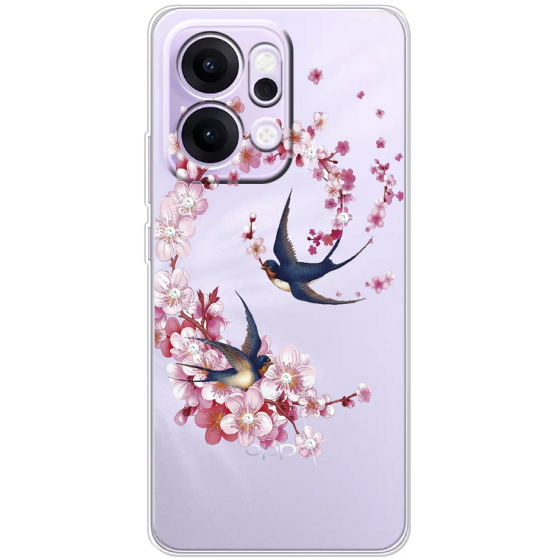 Чохол зі стразами OPPO Reno 14 Pro 5G Swallows and Bloom