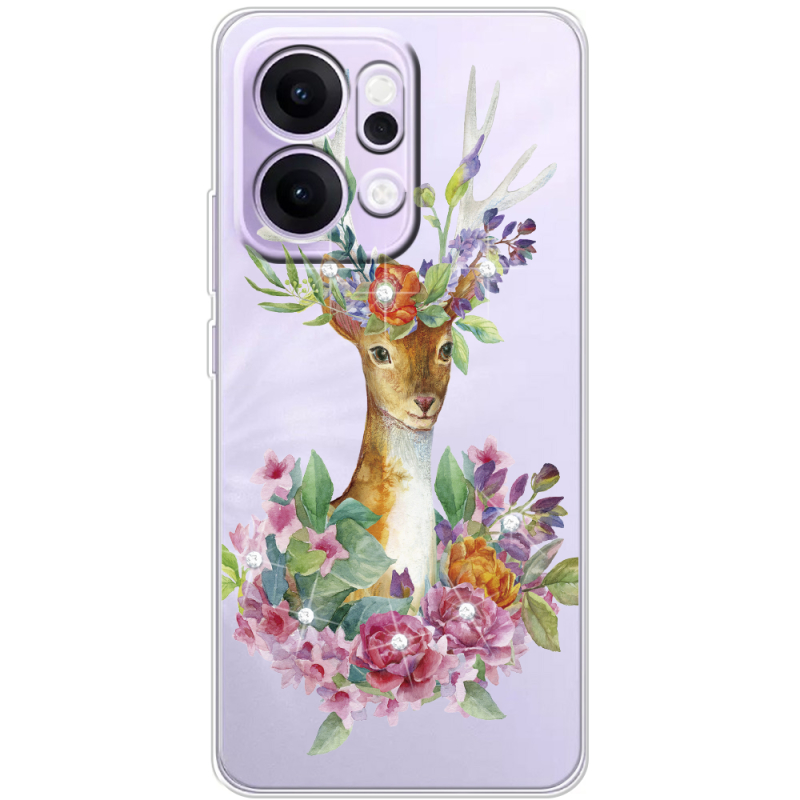 Чохол зі стразами OPPO Reno 14 Pro 5G Deer with flowers
