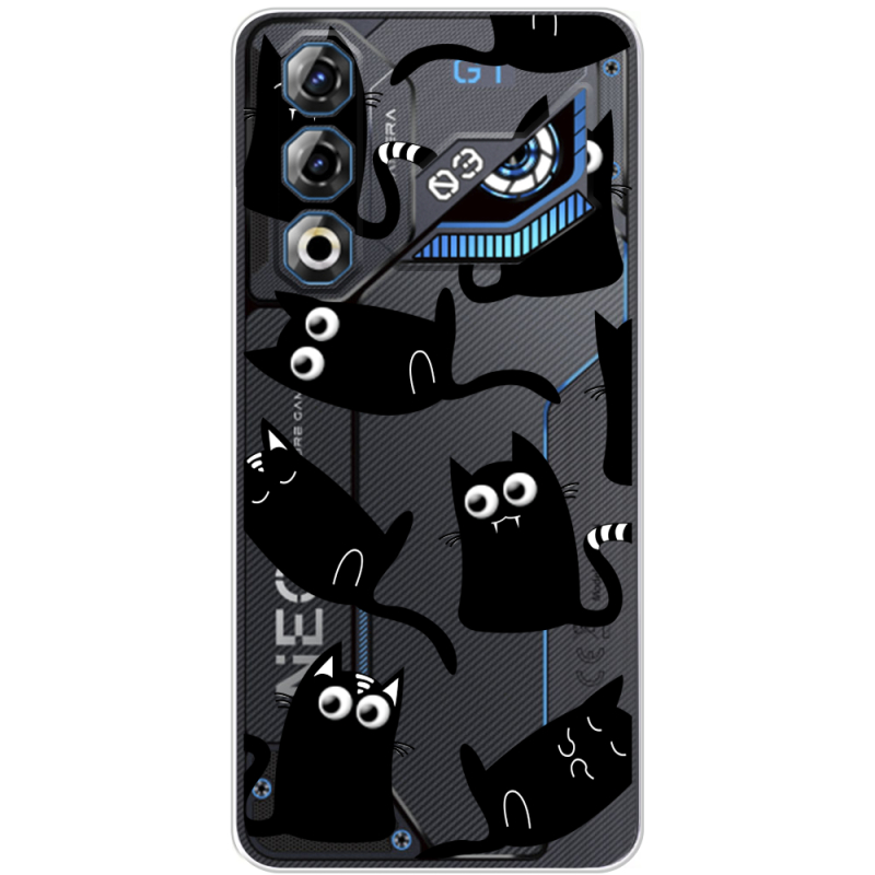 Прозорий чохол BoxFace Nubia Neo 3 GT 5G с 3D-глазками Black Kitty