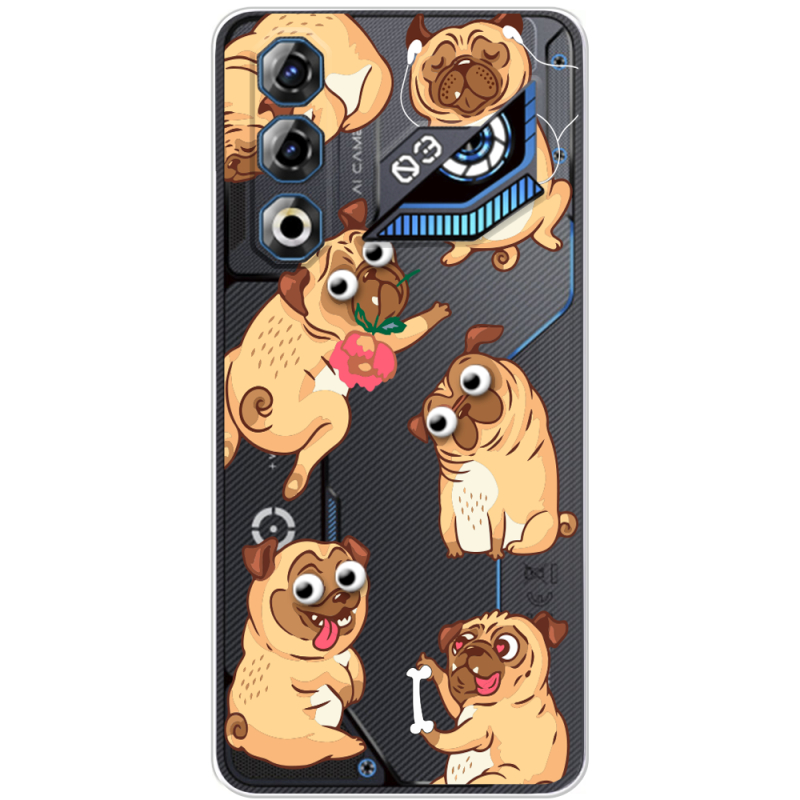 Прозорий чохол BoxFace Nubia Neo 3 GT 5G с 3D-глазками Pug