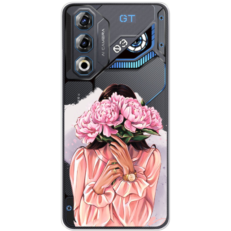 Прозорий чохол BoxFace Nubia Neo 3 GT 5G Девушка с Пионами