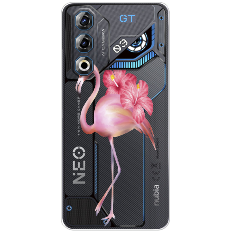 Прозорий чохол BoxFace Nubia Neo 3 GT 5G Floral Flamingo
