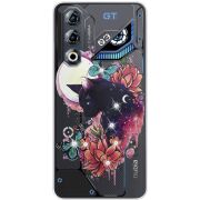 Чохол зі стразами Nubia Neo 3 GT 5G Cat in Flowers