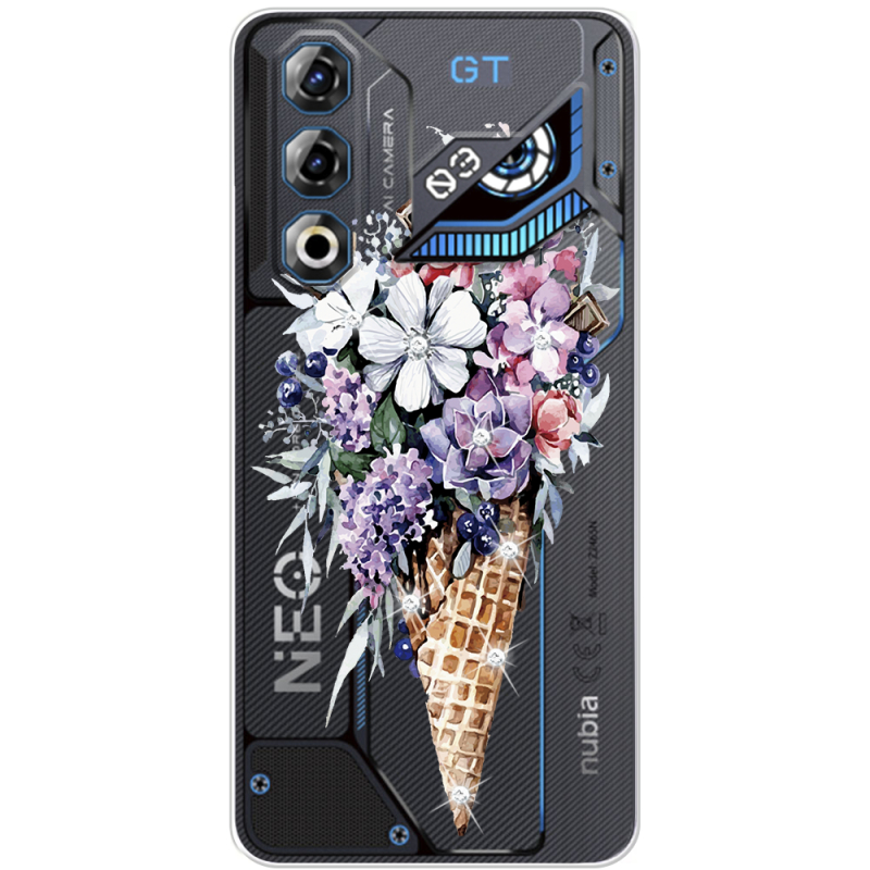 Чохол зі стразами Nubia Neo 3 GT 5G Ice Cream Flowers