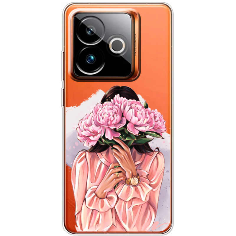Прозорий чохол BoxFace Realme GT 7 5G Девушка с Пионами