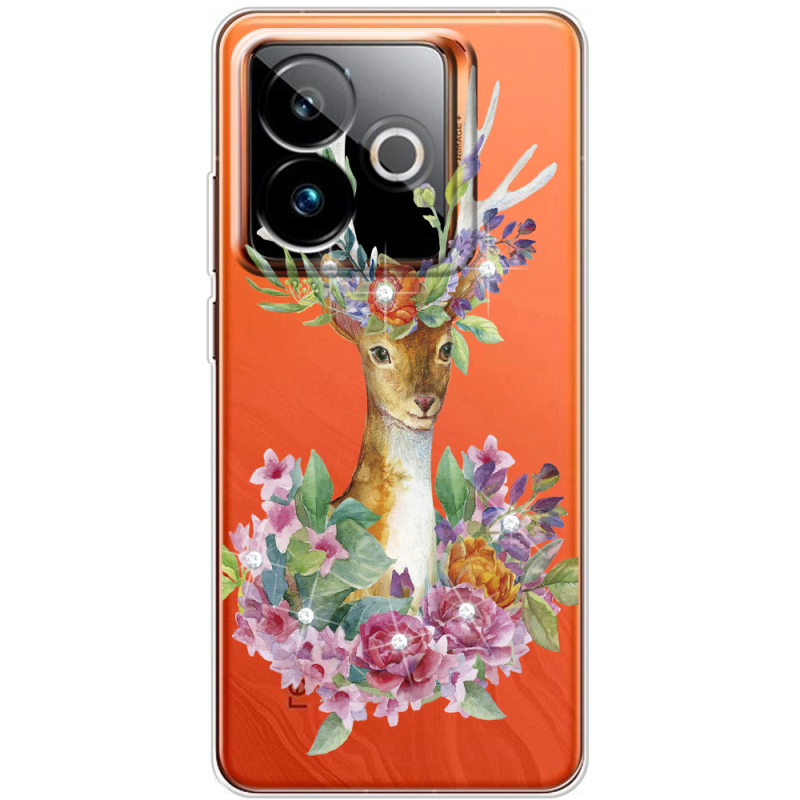 Чохол зі стразами Realme GT 7 5G Deer with flowers