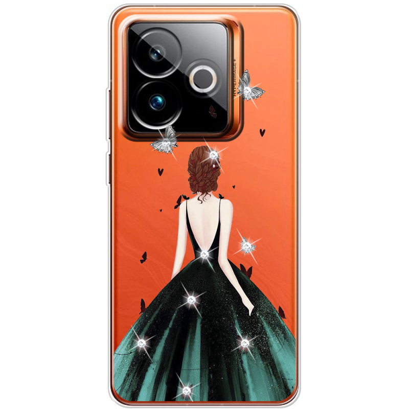 Чохол зі стразами Realme GT 7 5G Girl in the green dress