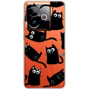 Прозорий чохол BoxFace Realme GT 7T 5G с 3D-глазками Black Kitty