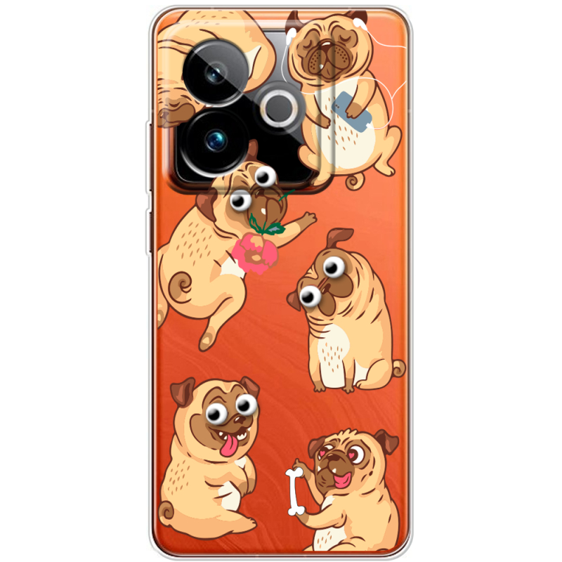 Прозорий чохол BoxFace Realme GT 7T 5G с 3D-глазками Pug