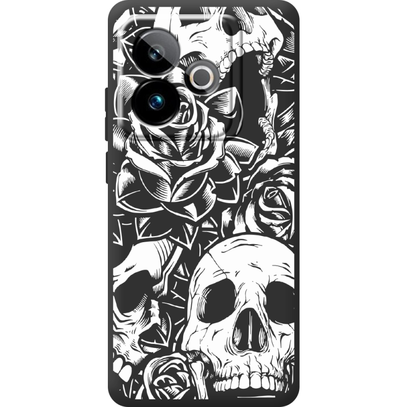Чорний чохол BoxFace Realme GT 7T 5G Skull and Roses
