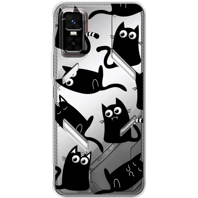 Прозорий чохол BoxFace Infinix GT 30 Pro с 3D-глазками Black Kitty