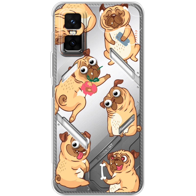 Прозорий чохол BoxFace Infinix GT 30 Pro с 3D-глазками Pug