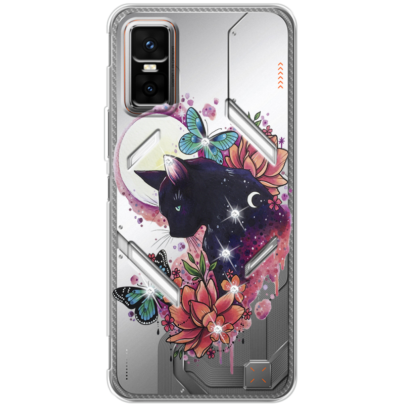 Чохол зі стразами Infinix GT 30 Pro Cat in Flowers