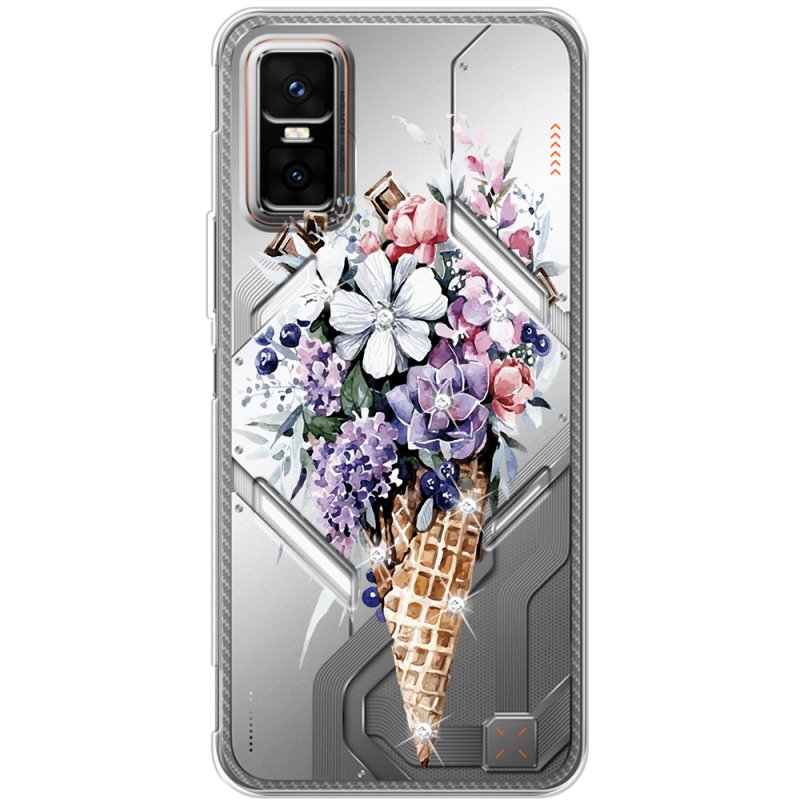 Чохол зі стразами Infinix GT 30 Pro Ice Cream Flowers