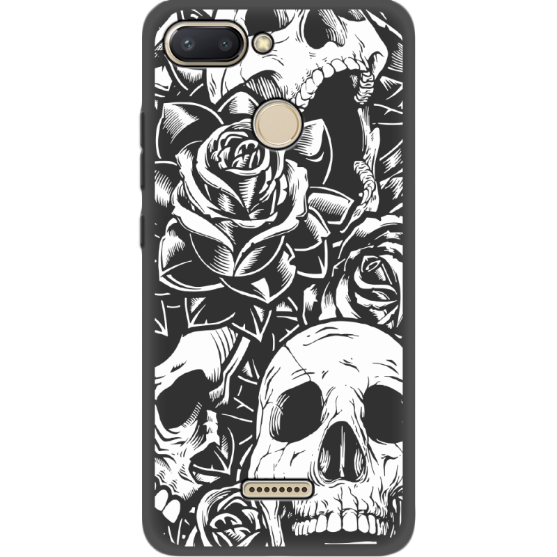 Черный чехол Uprint Xiaomi Redmi 6 Skull and Roses