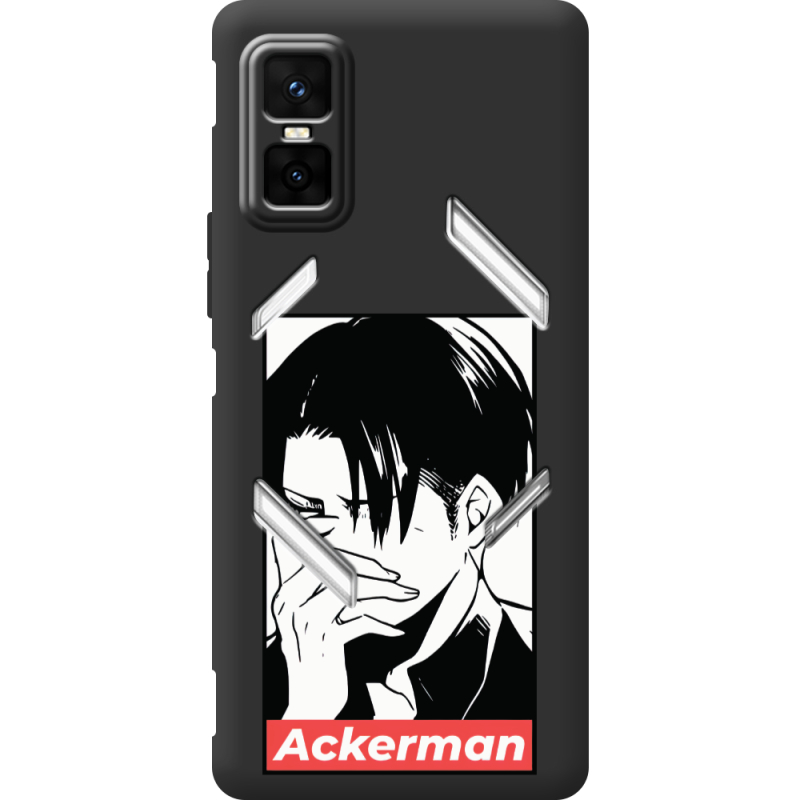 Чорний чохол BoxFace Infinix GT 30 Pro Attack On Titan - Ackerman