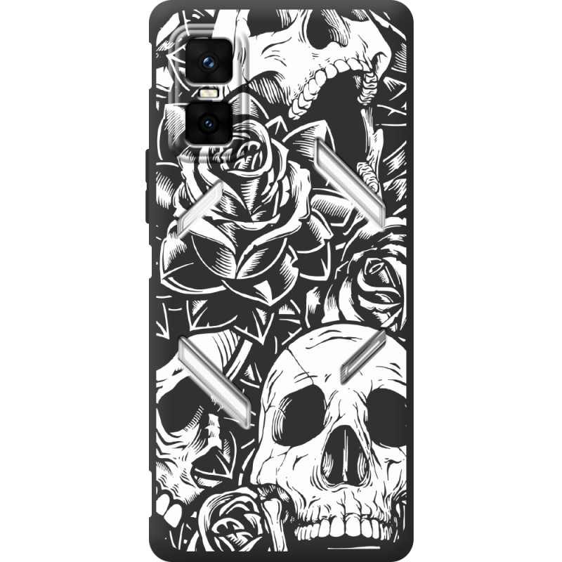 Чорний чохол BoxFace Infinix GT 30 Pro Skull and Roses