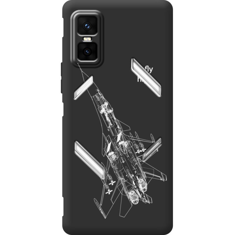 Чорний чохол BoxFace Infinix GT 30 Pro Військовий літак