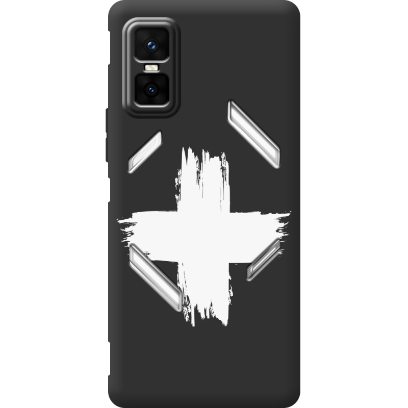 Чорний чохол BoxFace Infinix GT 30 Pro Білий хрест ЗСУ