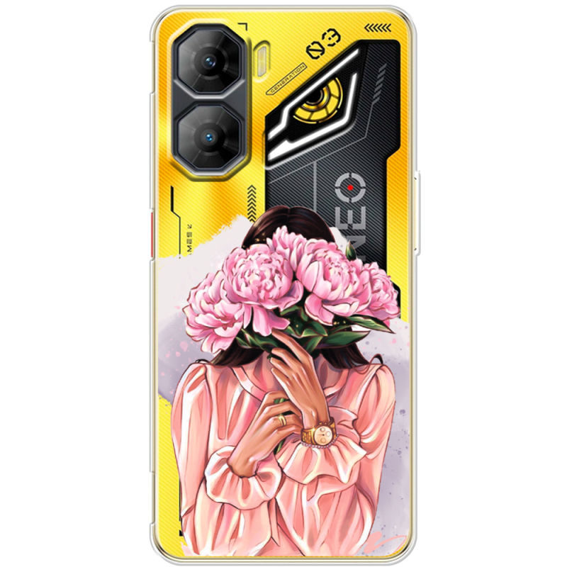 Прозорий чохол BoxFace Nubia Neo 3 5G Девушка с Пионами
