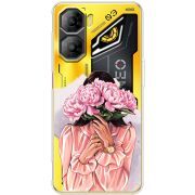 Прозорий чохол BoxFace Nubia Neo 3 5G Девушка с Пионами