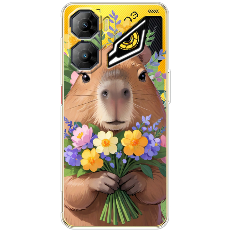 Прозорий чохол BoxFace Nubia Neo 3 5G Капибара з квітами