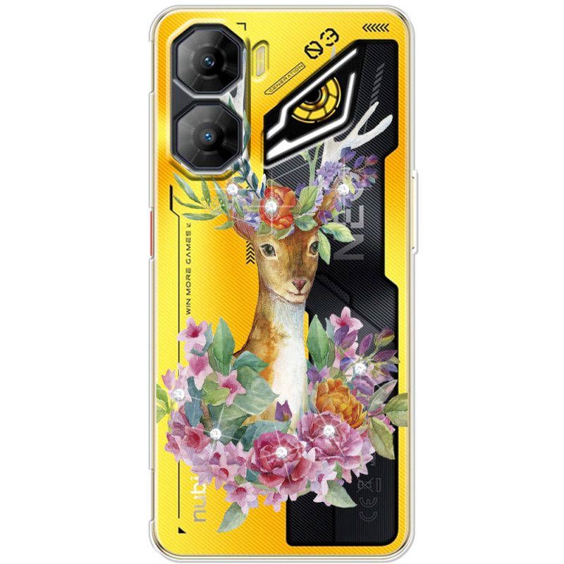 Чохол зі стразами Nubia Neo 3 5G Deer with flowers