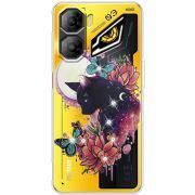 Чохол зі стразами Nubia Neo 3 5G Cat in Flowers