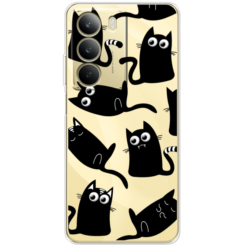 Прозорий чохол BoxFace Realme C71 с 3D-глазками Black Kitty